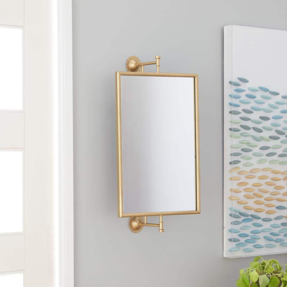 DecMode 14" x 28" Gold Dimensional Wall Mirror