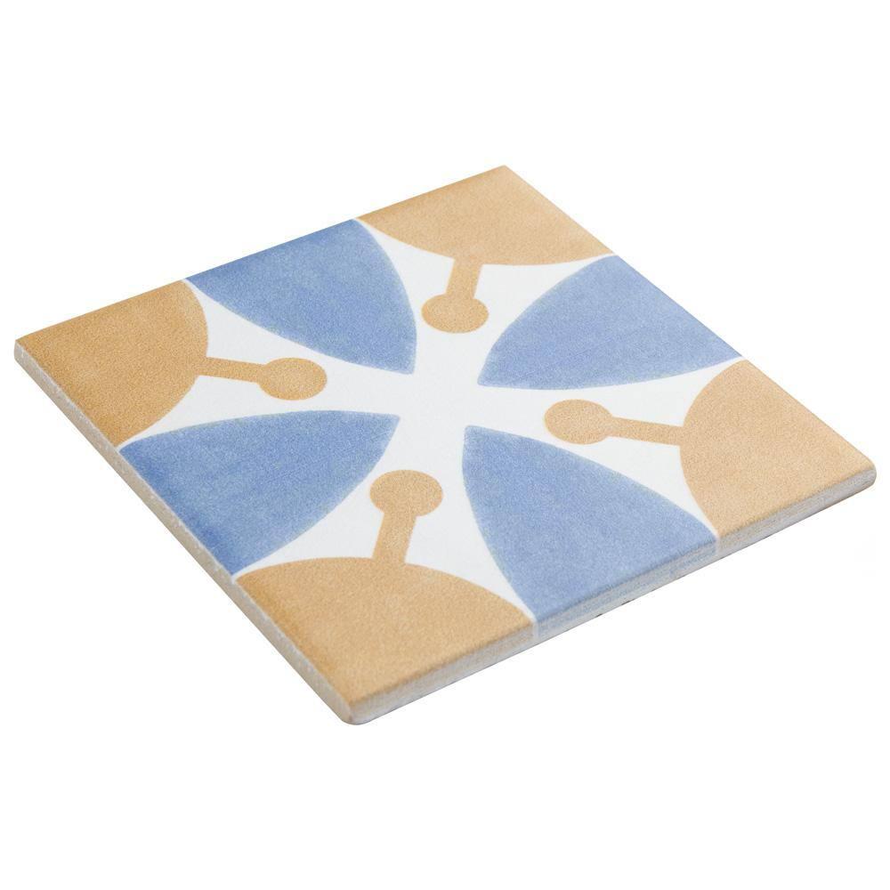 Revival Leaf Mini 4" x 4" Ceramic Patterned Wall & Floor Tile