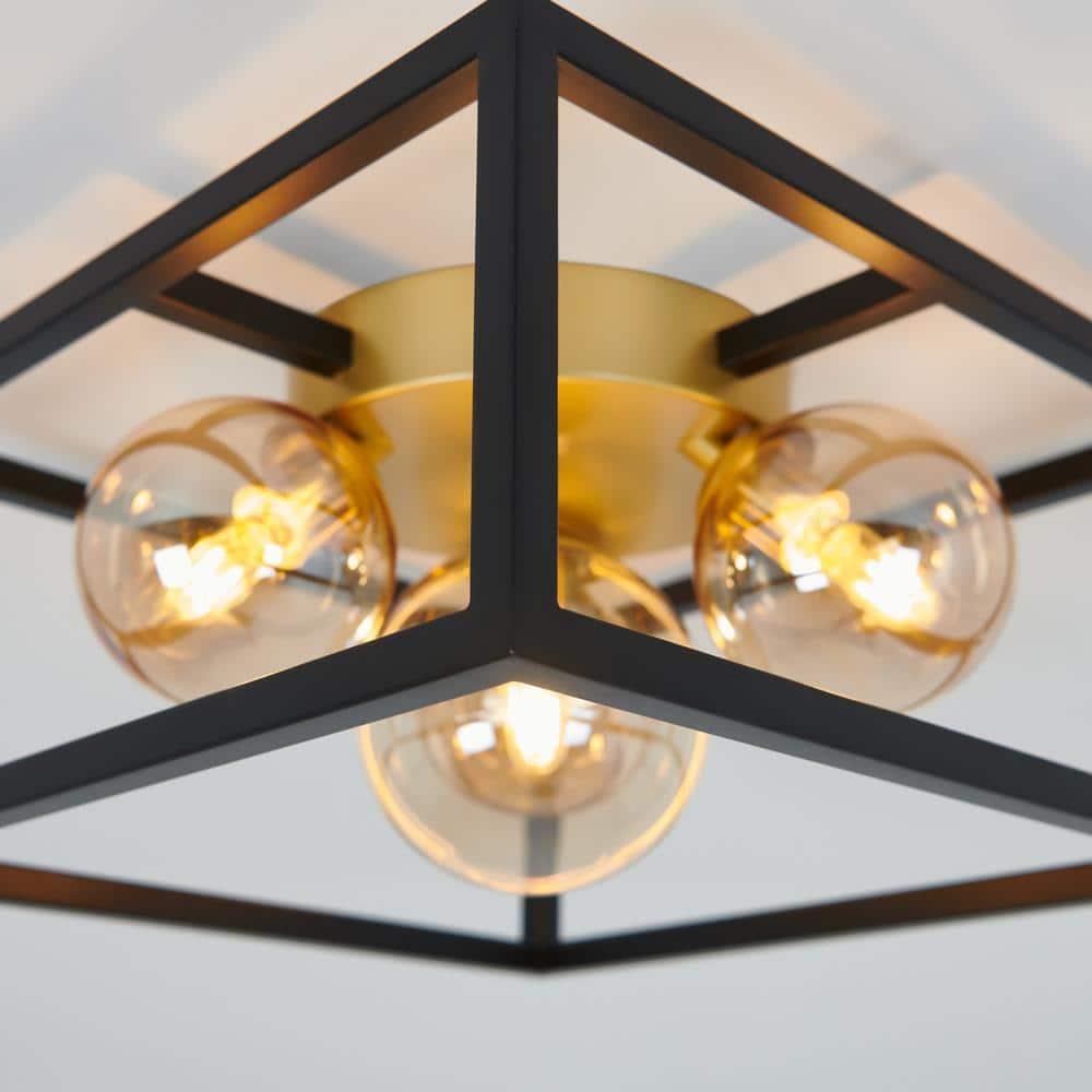 Artika Griffintown 1 Ceiling Light Geometric Flush Mount Black and Gold