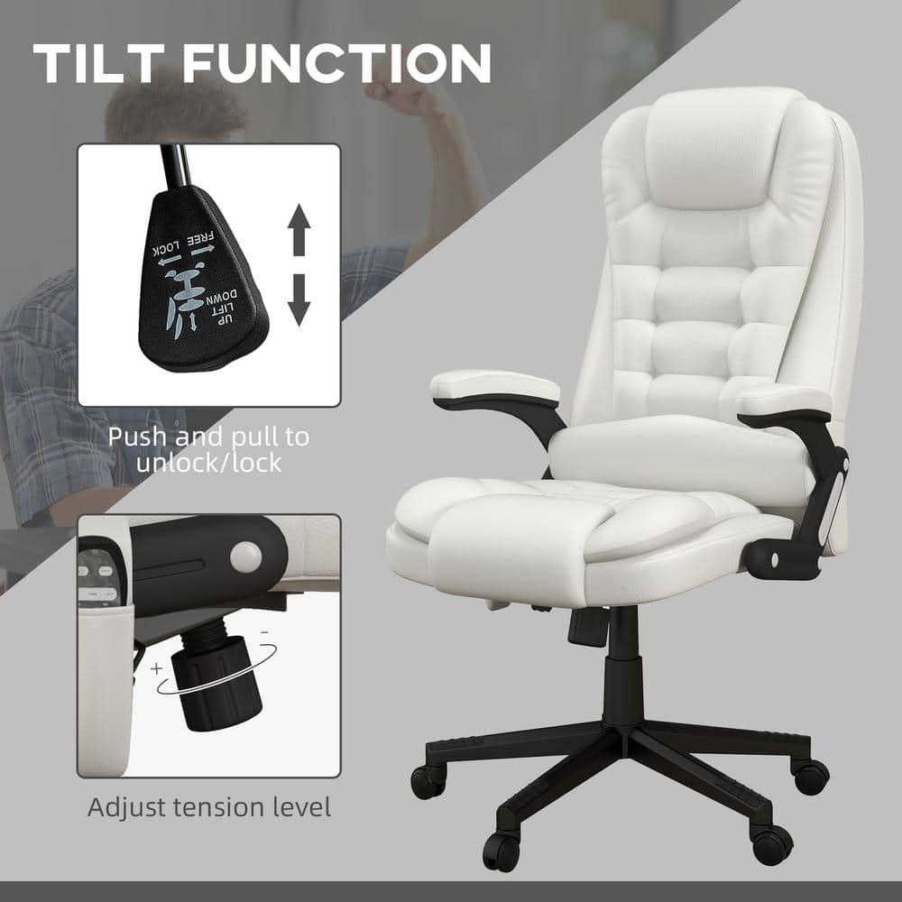 HOMCOM High-Back Massage Office Chair, Heated Reclining Computer Chair with Remote, White