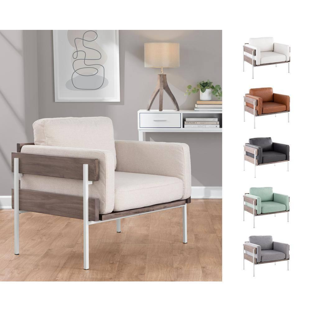 Kari Accent Chair: LumiSource, Upholstered Faux Leather, Metal Frame, Removable Cushions