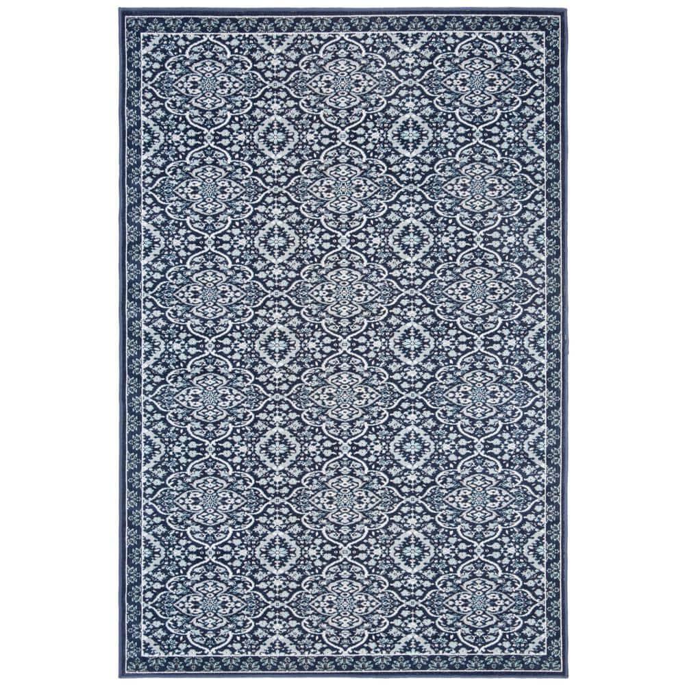 Montage MTG283 Power Loomed Indoor/Outdoor Area Rug - Navy/Ivory - 4'x6' - Safavieh.