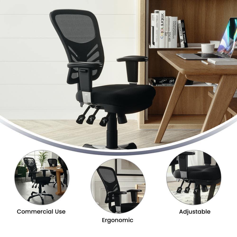 Flash Furniture Nicholas Ergonomic Mid-Back Swivel Office and Gaming Chair, Black
