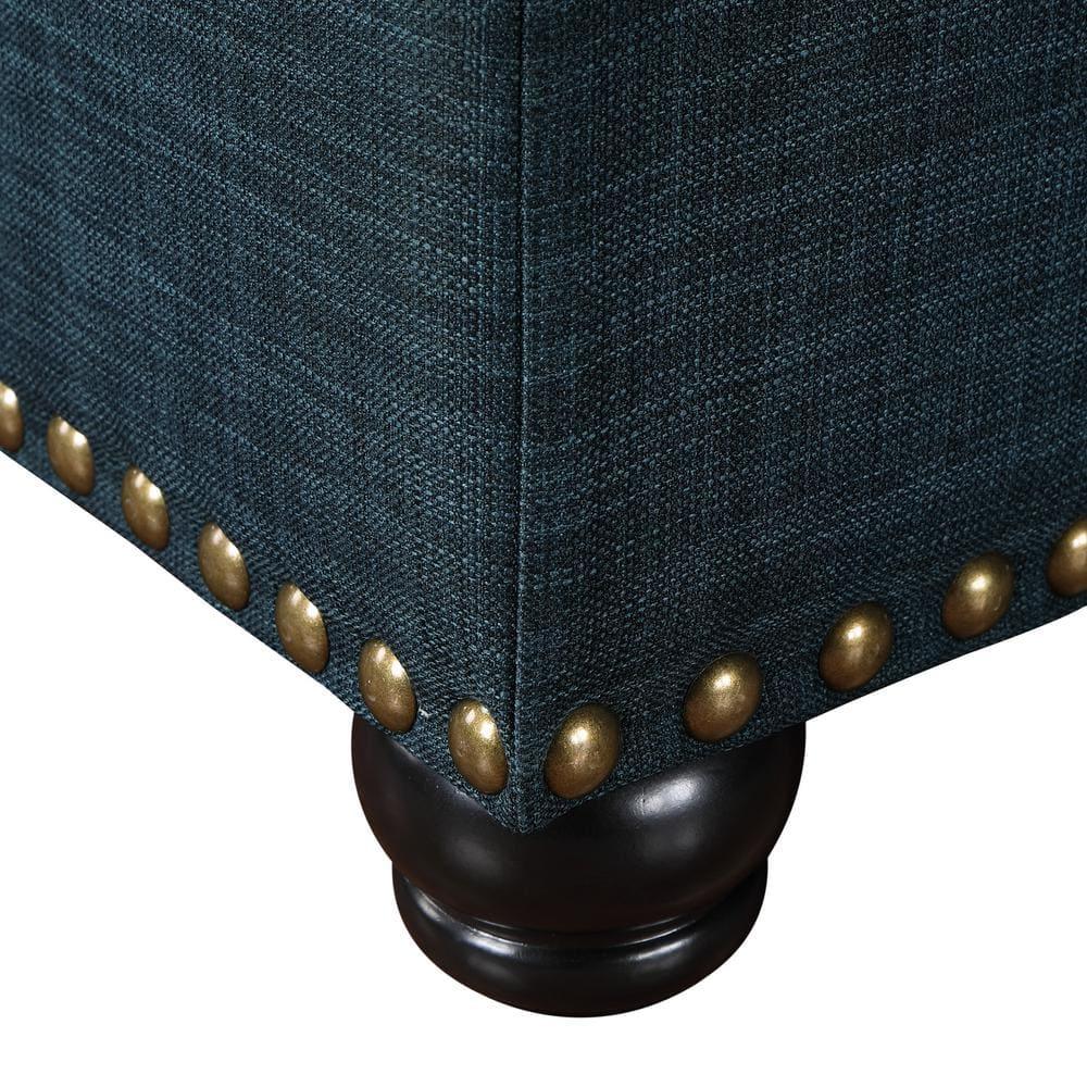 Convenience Concepts Designs4Comfort 5th Avenue Storage Ottoman, Dark Blue Fabric