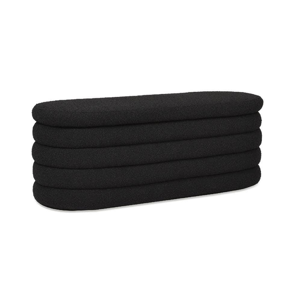 Everly Quinn Boucle Upholstered Storage Bench