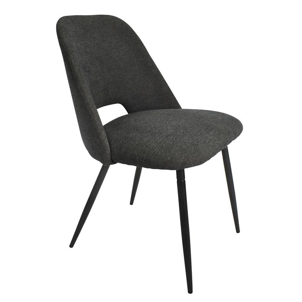 Edwin 21.6" Wider Seat Dark Gray Upholstered Dining Chairs Set Of 2,Modern Kitchen Armless Dining Chair With Black Metal Legs-Maison Boucle