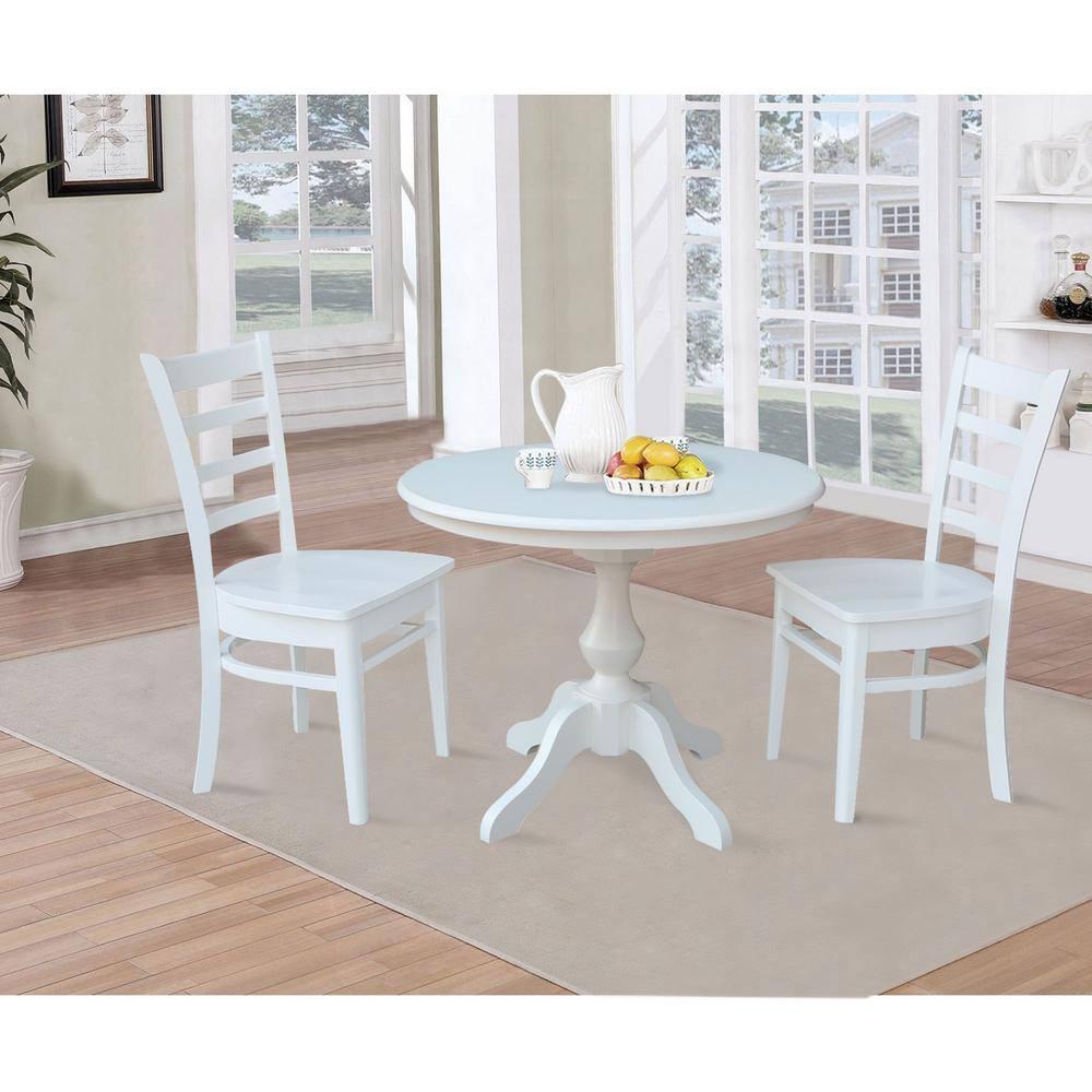 36" Round Top Pedestal Dining Table - White