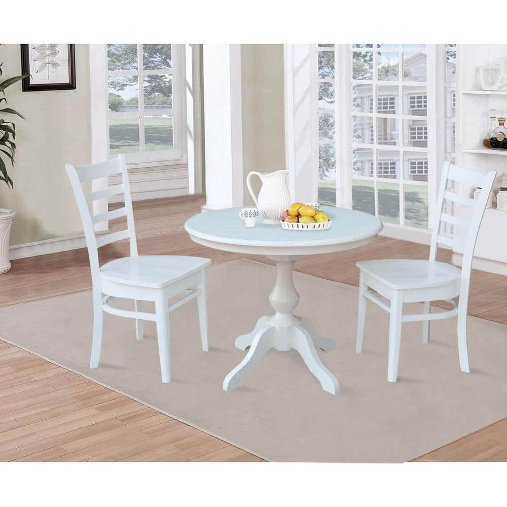 36" Round Top Pedestal Dining Table - White