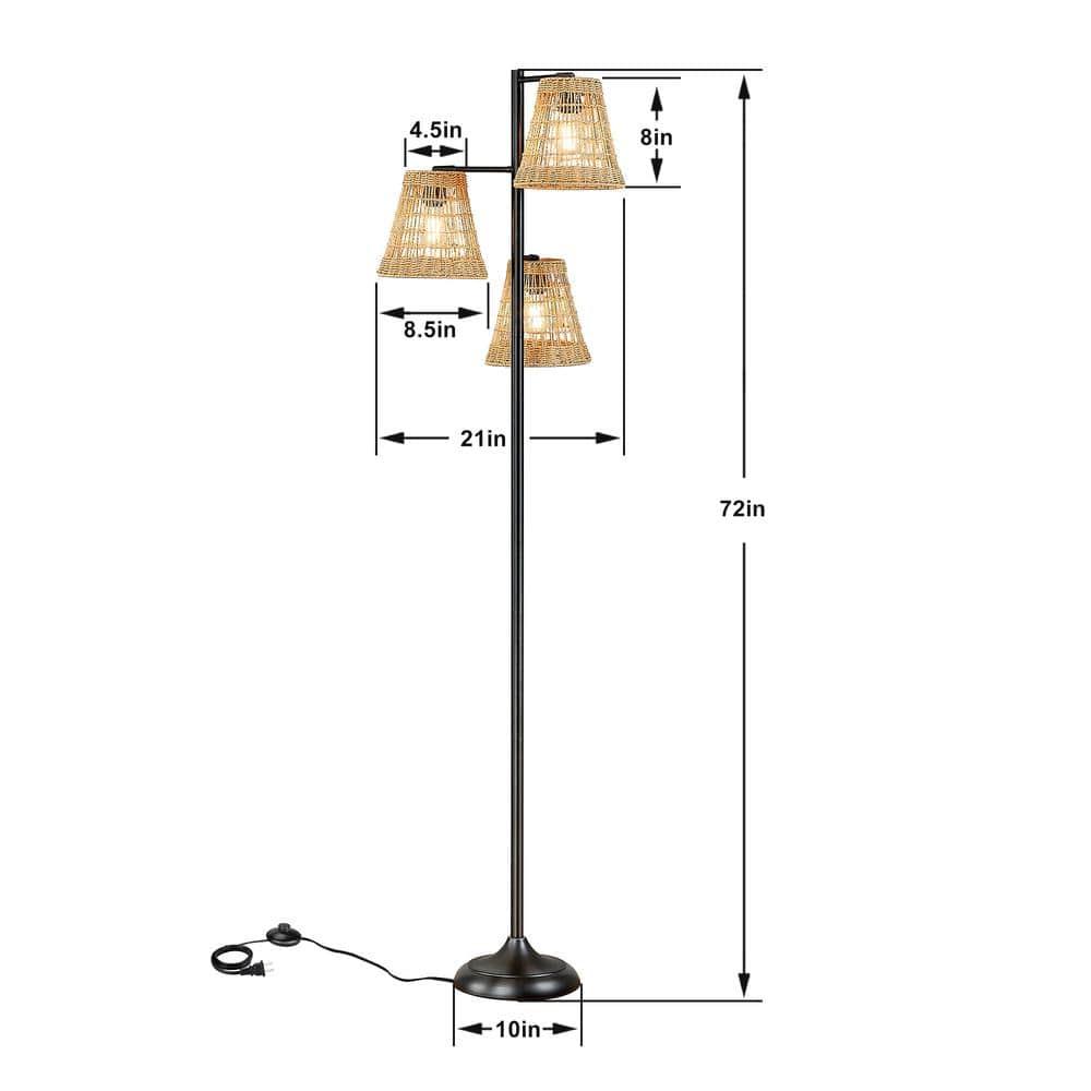 Winston Porter 72.25'' Traditional Rattan Tree Floor Lamp