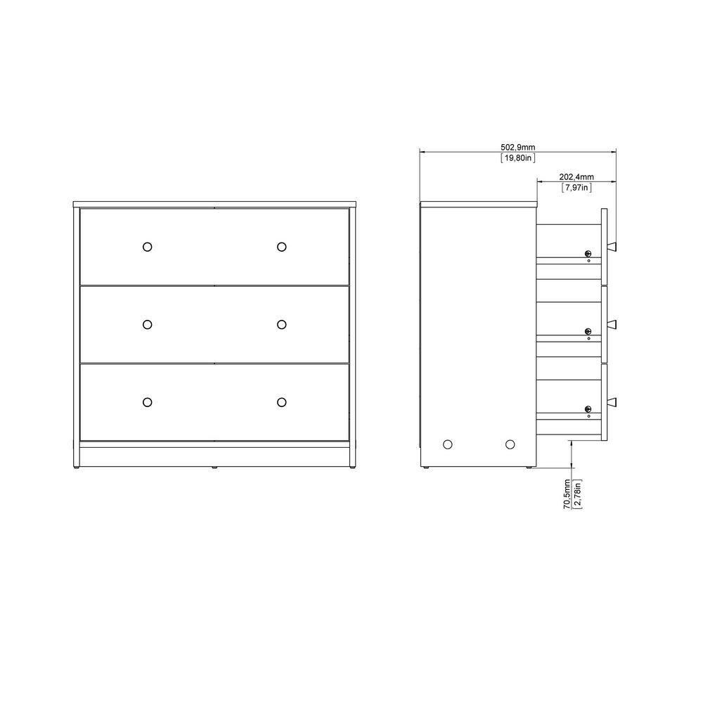 Wood Portland 3 Drawer Chest in Black-Tvilum