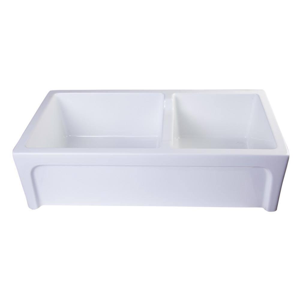 36'' L Farmhouse / Apron Double Bowl Fireclay Kitchen Sink