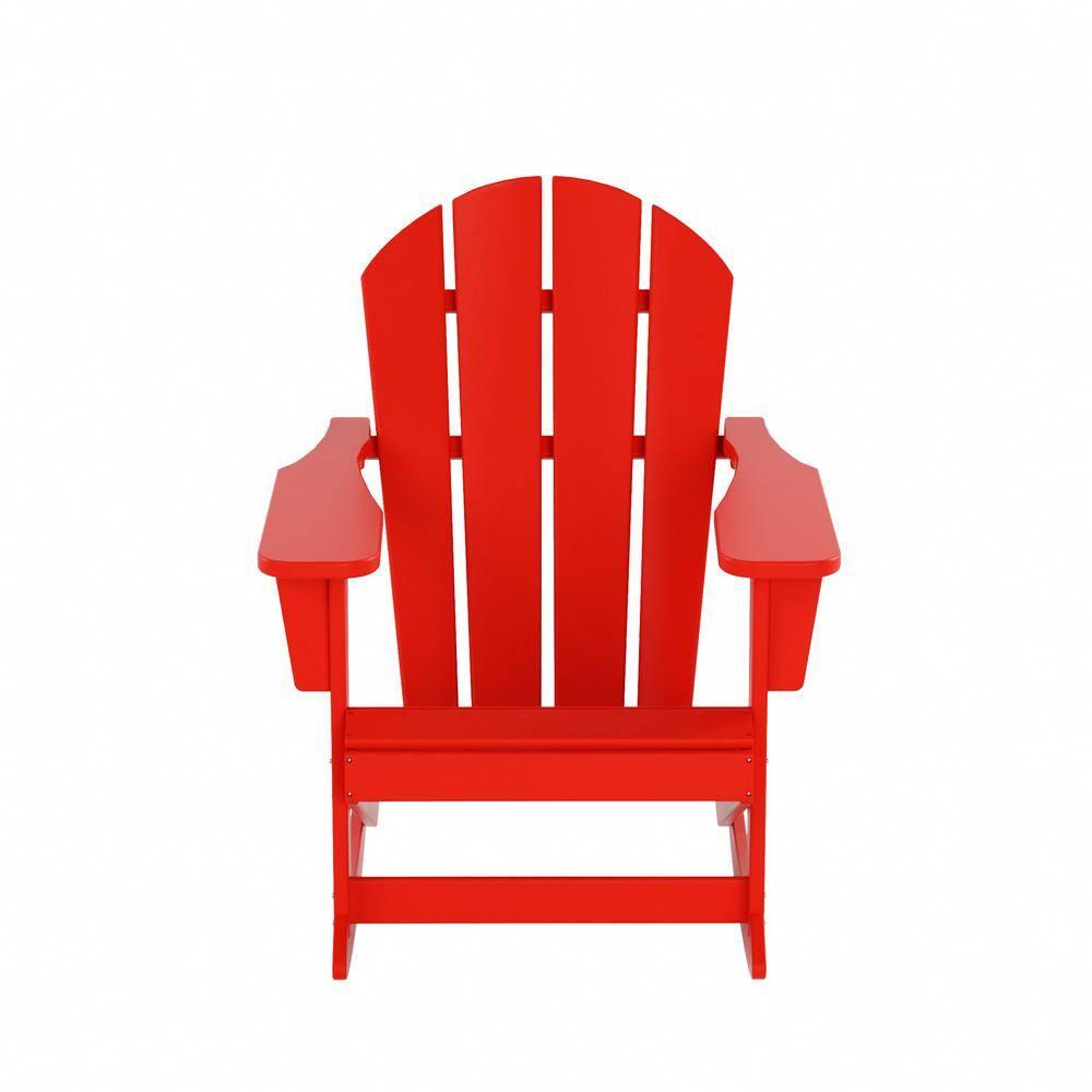 JUSTLET Plastic Adirondack Rocking Chair,HDPE All-Weather Outdoor Rocking Adirondack Chair for Porch, Patio, Balcony,Red