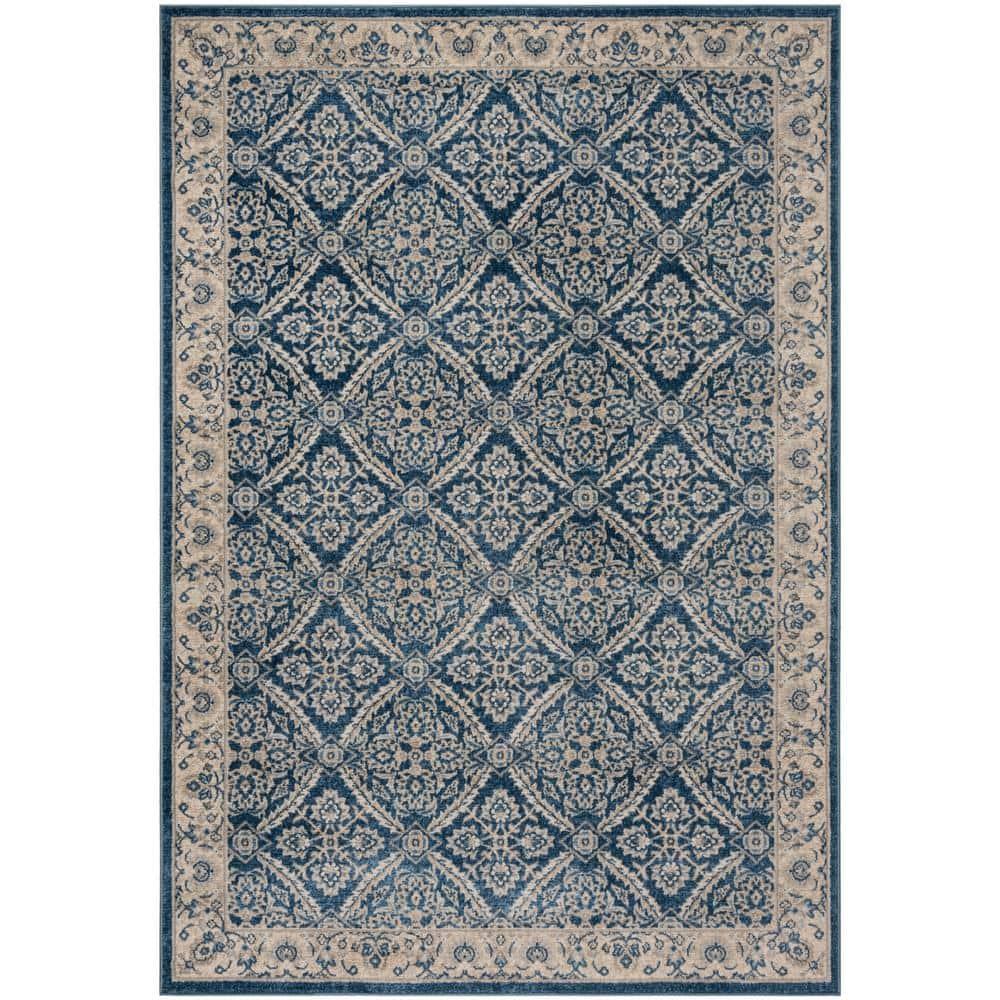 Brentwood BNT863 Power Loomed Indoor Area Rug - Navy/Creme - 6'x9' - Safavieh