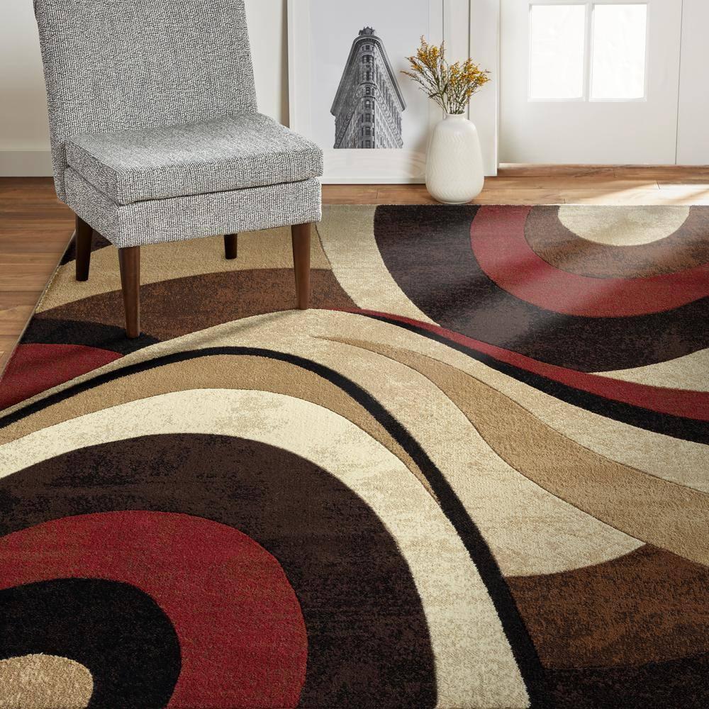 Home Dynamix Slade Contemporary Abstract Area Rug, Brown/Red, 3'11"x5'2"