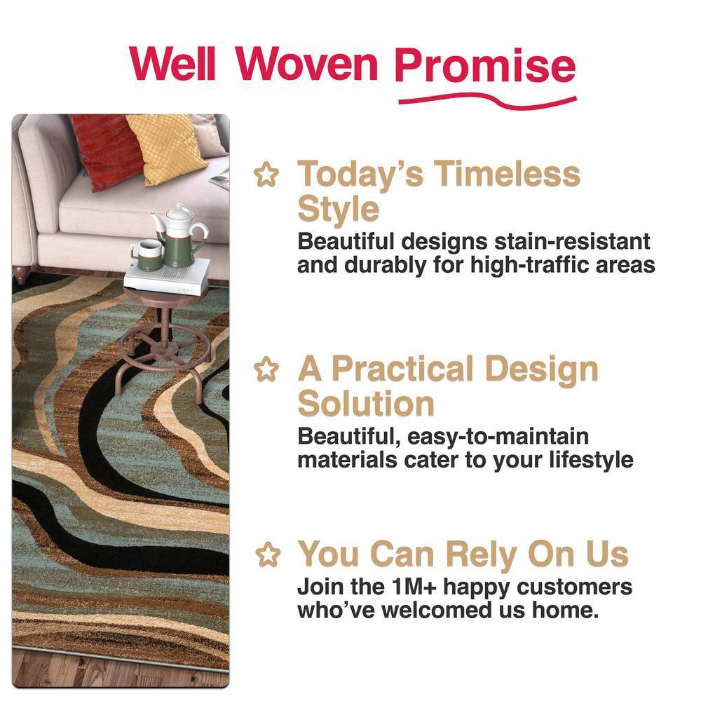 Well Woven Barclay Nirvana Waves Modern Geometric Multi Blue 5'3" x 7'3" Area Rug