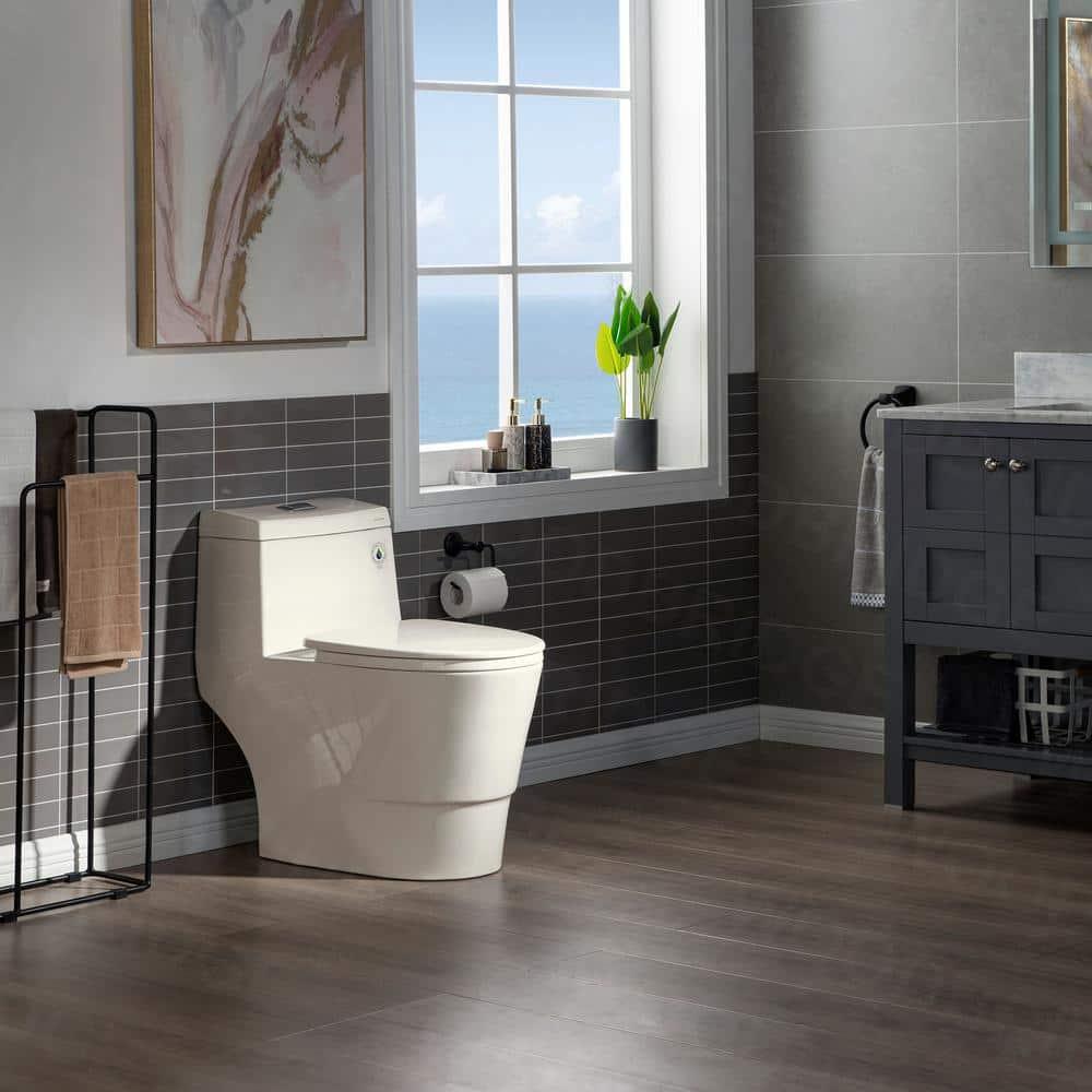 1.28 GPF Elongated ADA Height One Piece Dual-Flush Toilet with Soft-Closing Seat,MAP Flushing 1000G