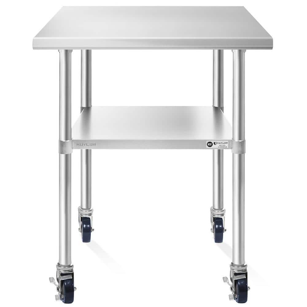 30" D x 34.5" H Stainless Steel Prep Station with Undershelf