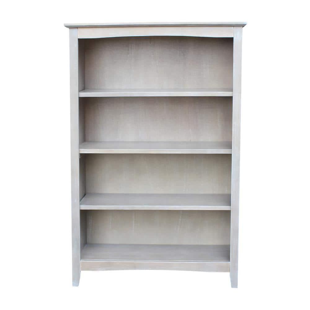 48" Shaker Bookshelf Washed Gray/Taupe - International Concepts: Solid Wood, 3-Shelf Storage