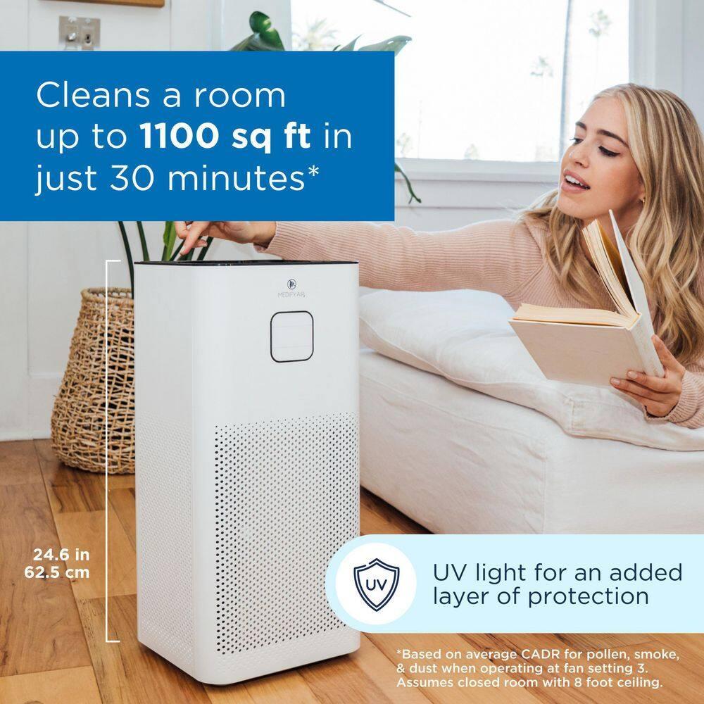 Medify Air MA-50 Air Purifier with HEPA H13 Filters - 1100 Sq ft Coverage for Pollen - White, 1-Pack
