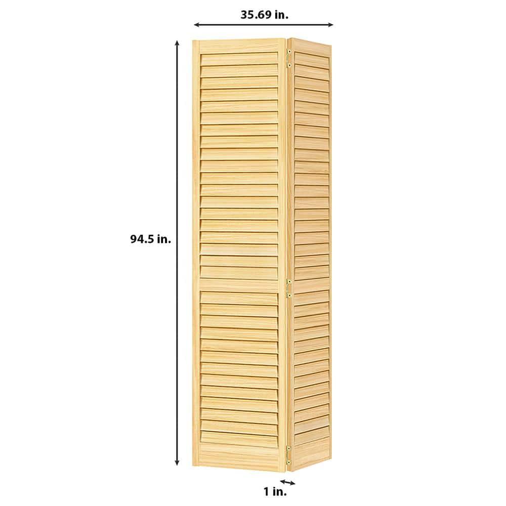 Kimberly Bay Louvered Wood Unfinished Plantation Bi-Fold Door