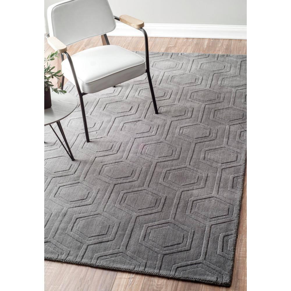 Nuloom Ambrose Geometric 6x9 Wool Indoor Area Rug for Living Room Bedroom Dining Room Kitchen, Grey