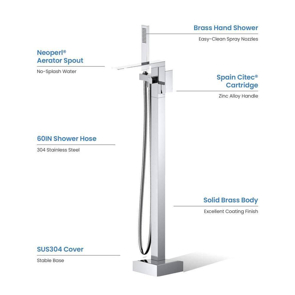 Cube Floor Tub Spout with Diverter