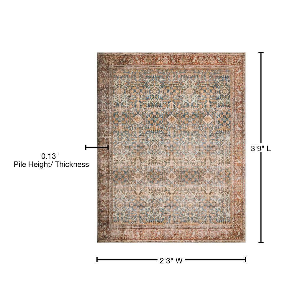 Loloi II Layla Printed Oriental Distressed Ocean / Rust Area Rug