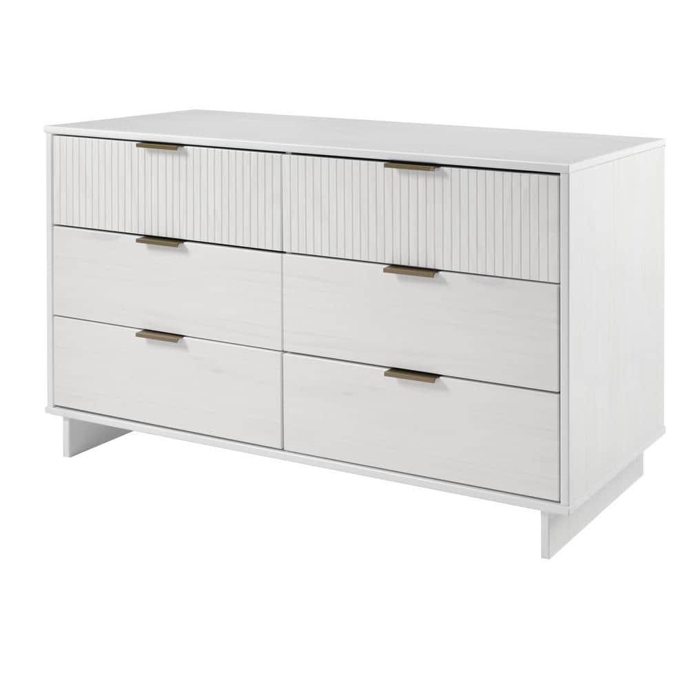 Granville Modern 6 Drawer Double Wide Dresser White - Manhattan Comfort: Bedroom Storage, Painted Wood Finish, Anti-Tip Design