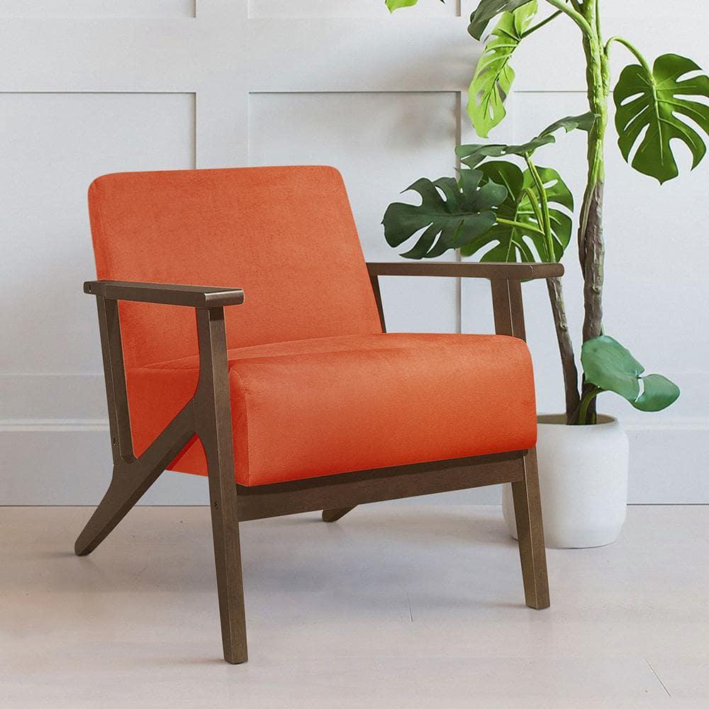 Lexicon August Velvet Upholstered Accent Chair in Orange