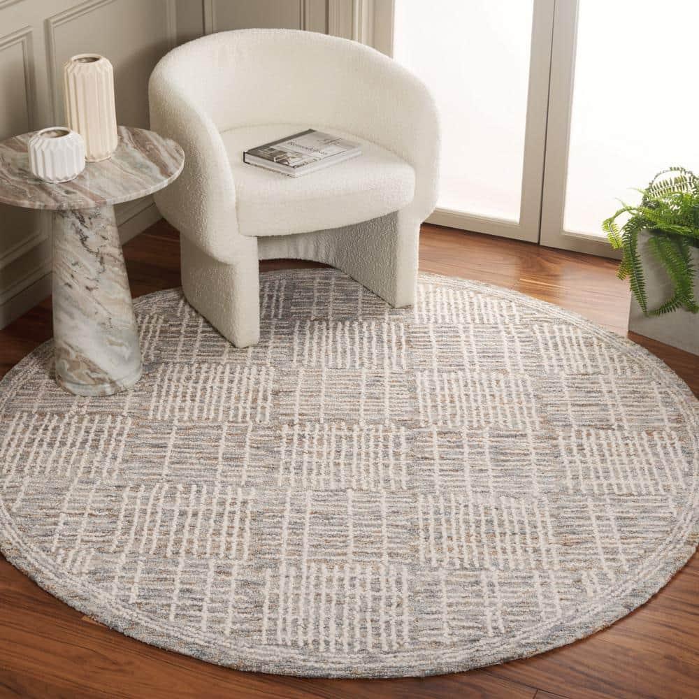 SAFAVIEH Abstract Milan Striped Area Rug, Brown/Ivory, 6' x 6' Round