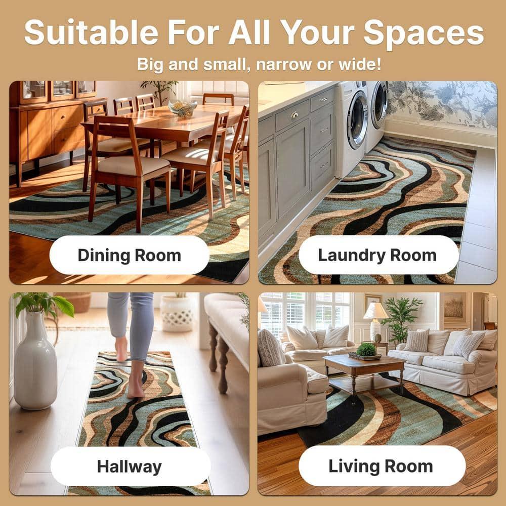 Well Woven Barclay Nirvana Waves Modern Geometric Multi Blue 5'3" x 7'3" Area Rug