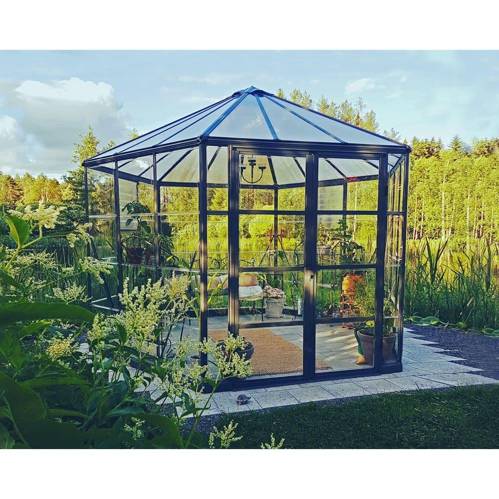 Canopia Palram - Canopia Oasis 12' x 10' Hexagonal Walk-In Hobby Polycarbonate Aluminum Frame Greenhouse Outdoor Living Structure - Gray