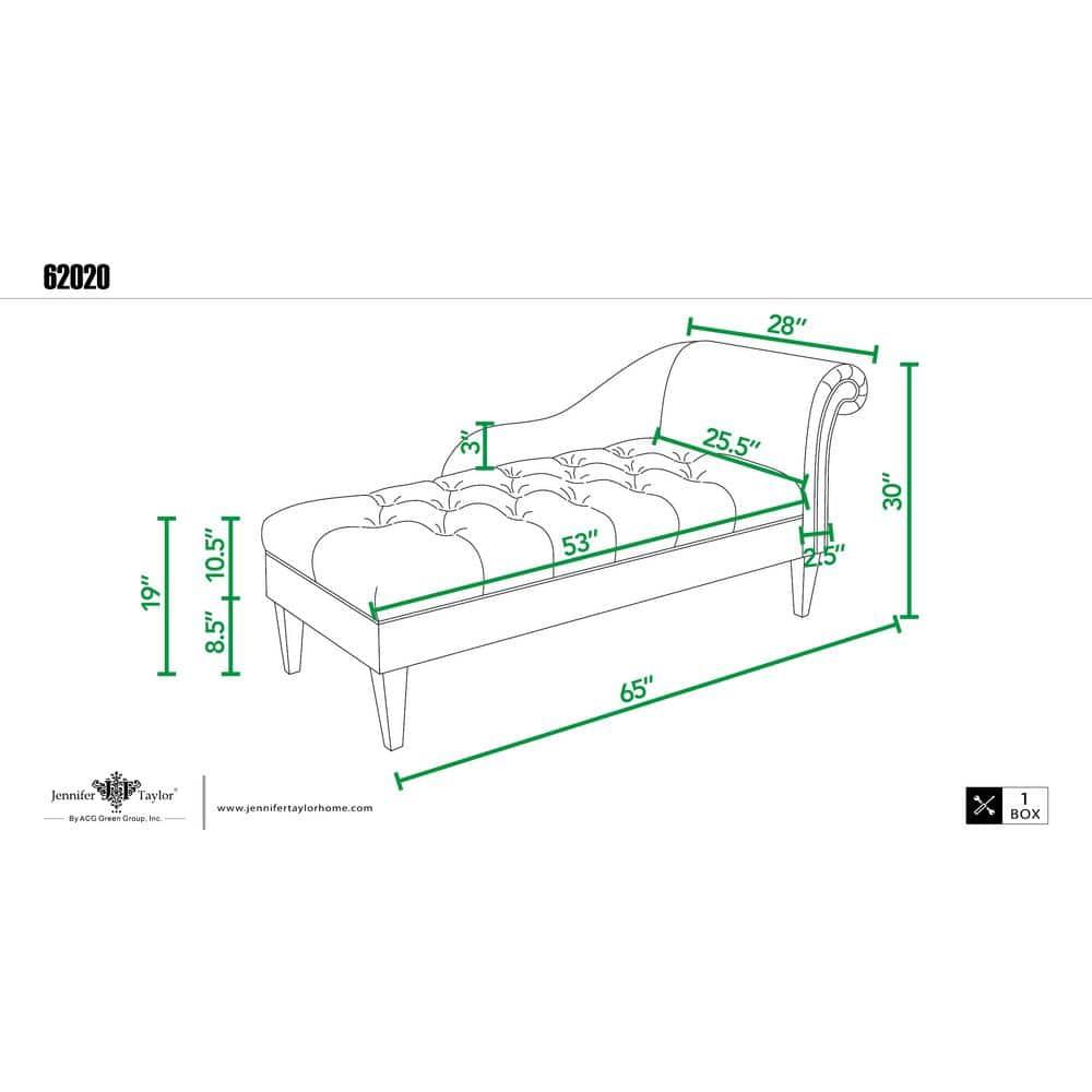 Harrison Tufted Roll Arm Chaise Lounge Antique White