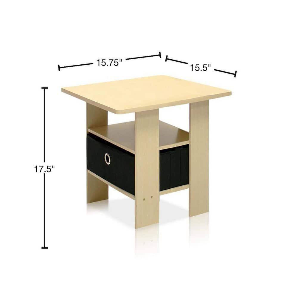 Furinno 1PC Modern Accent Sofa Side End Table W/Removable Drawer & Open Storage Shelf,Brown