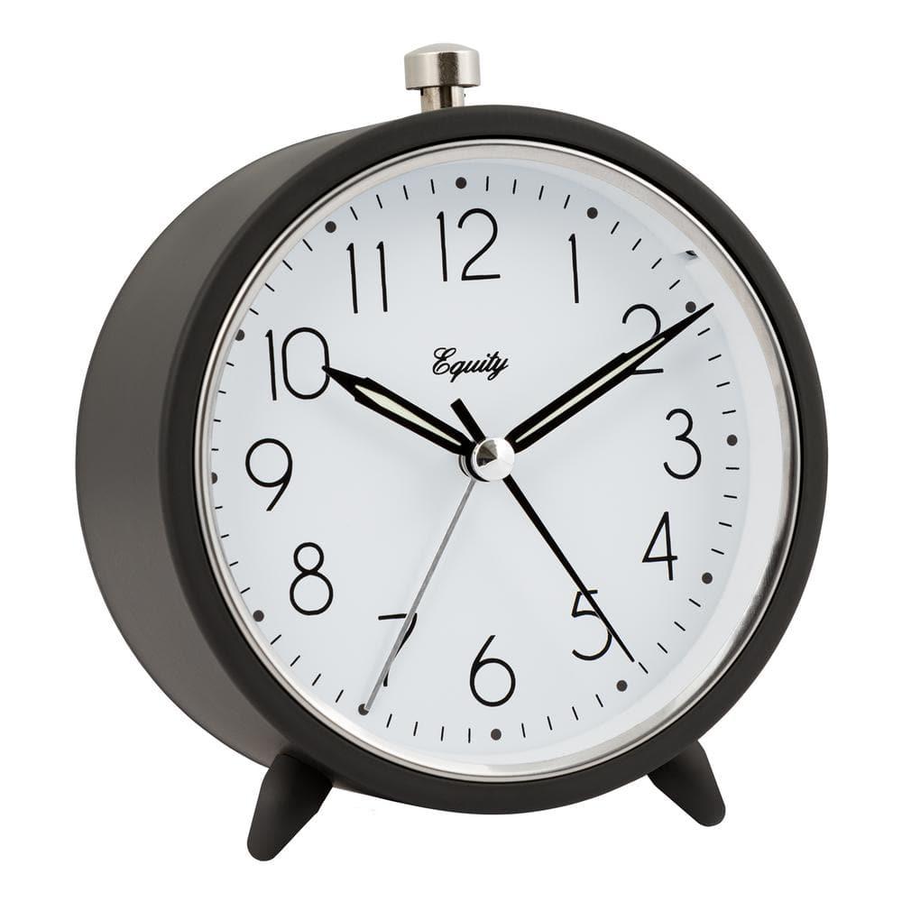Equity 20091 5-Inch Silent Sweeping Quartz Metal Alarm Clock, Dark Gray