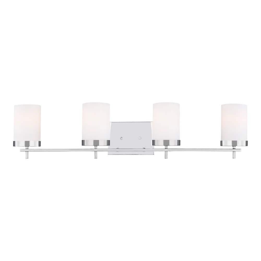 Chrome 4-Light Dimmable Cylinder Bathroom Vanity Light
