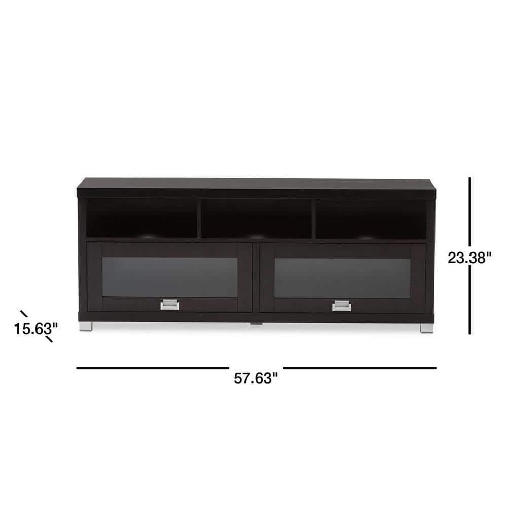 Modern TV Stand for TVs up to 62" Dark Brown - Wholesale Interiors: Entertainment Center with Cable Management