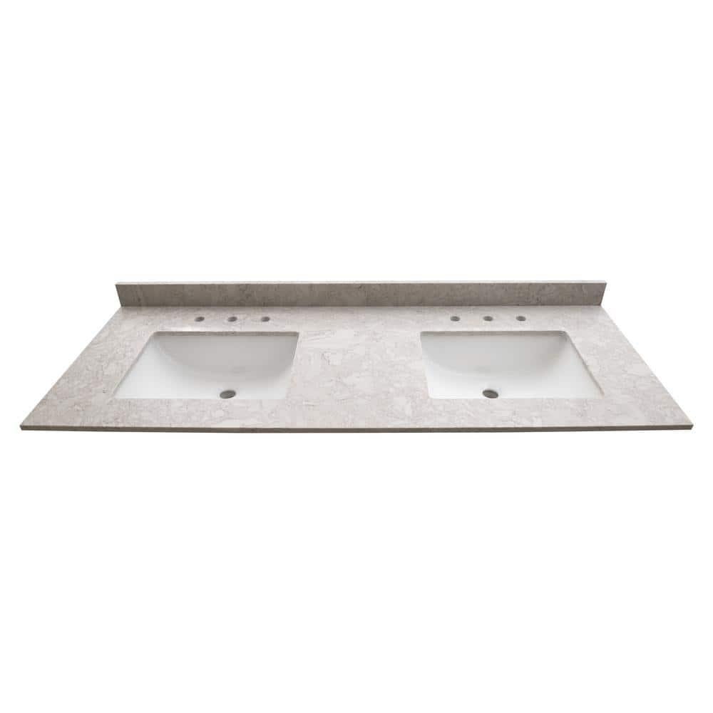 MSI 61 in. x 22 in. D Bathroom Vanity Top with Double Sinks