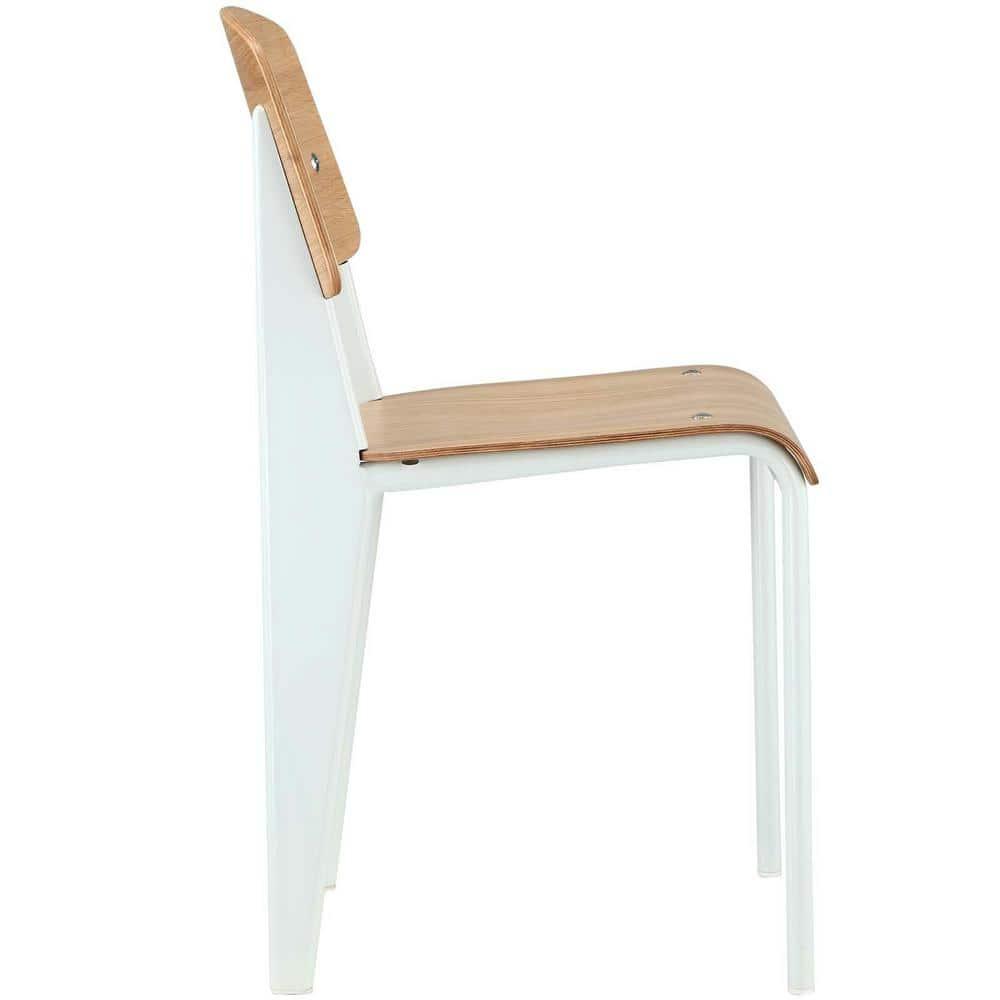 Modway Cabin 18.5" Modern Steel and Wood Dining Side Chair in Natural/White