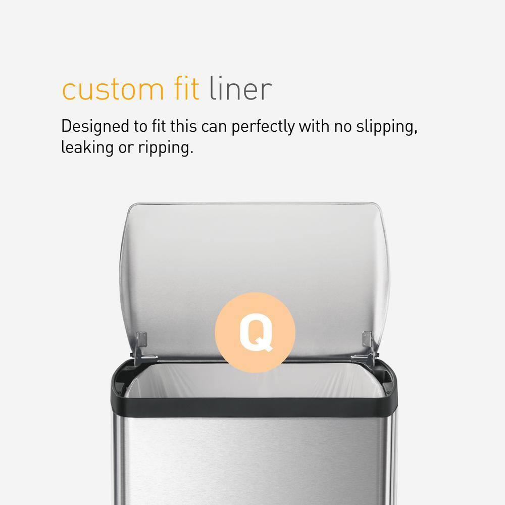 simplehuman 50 Liter / 13.0 Gallon Rectangular Kitchen Step Trash Can, Brushed Stainless Steel