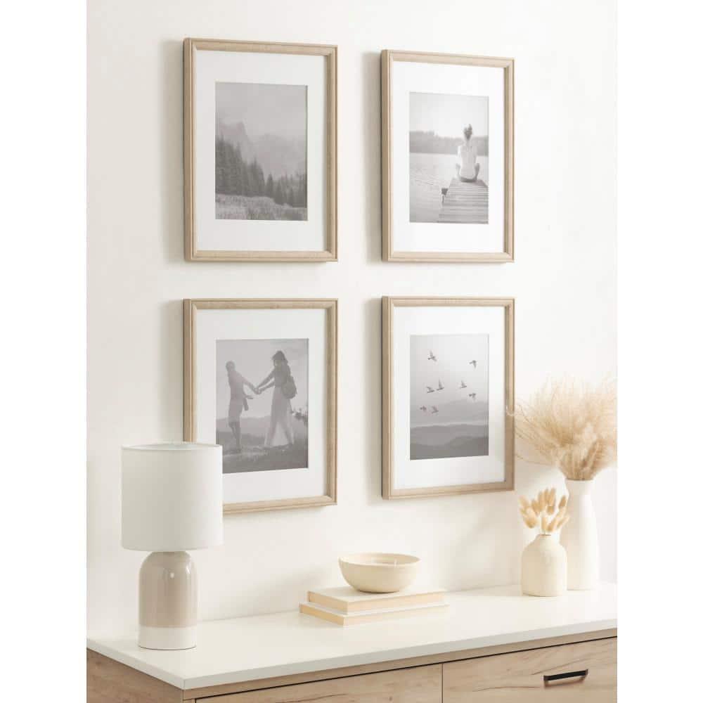 Kate & Laurel All Things Decor (Set of 4) 11"x14" Matted to 8"x10" Adlynn Rectangle Picture Frames Natural