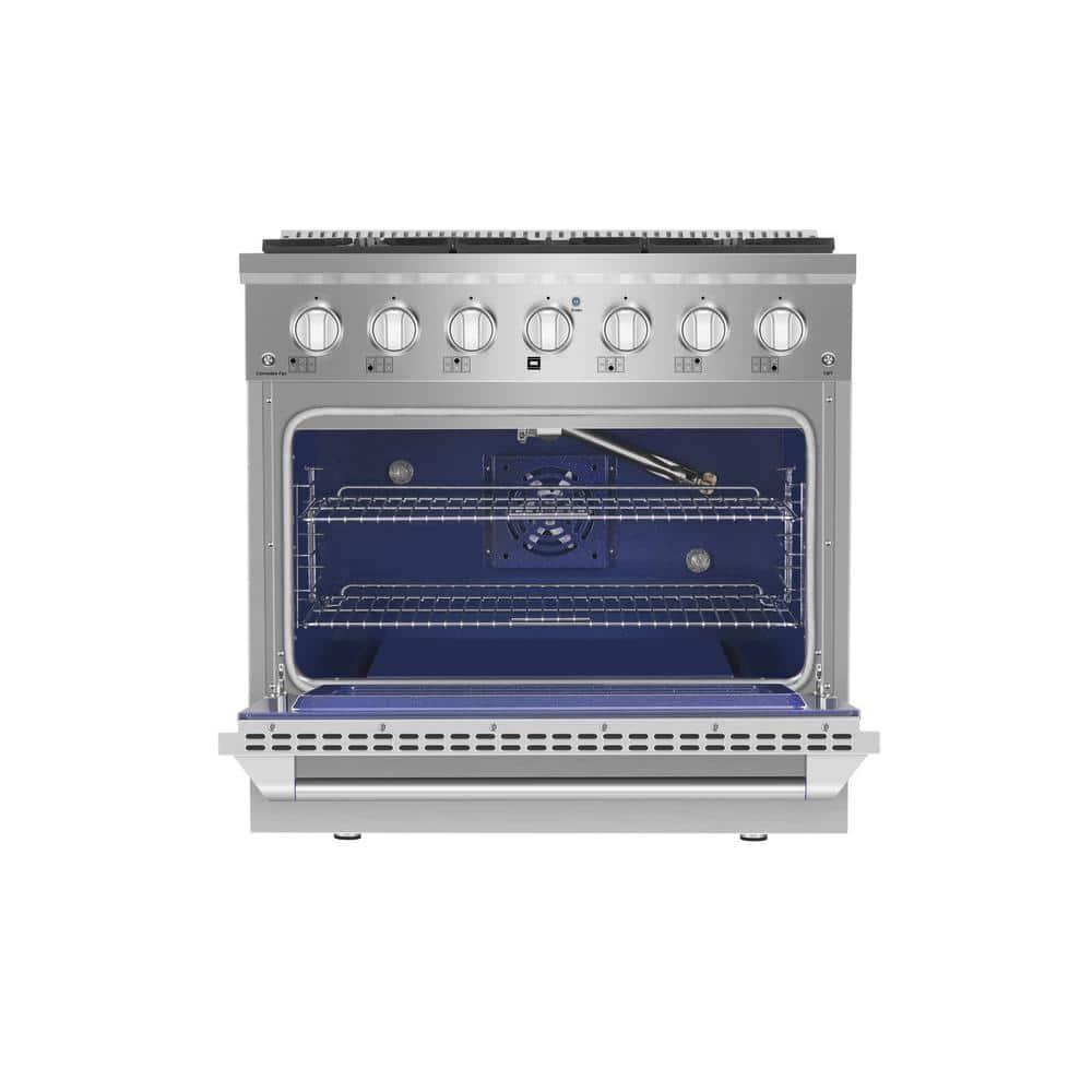 Empava 36" 5.2 Cubic Feet Smart Retro Natural Gas Slide-In Range with 6 Burners