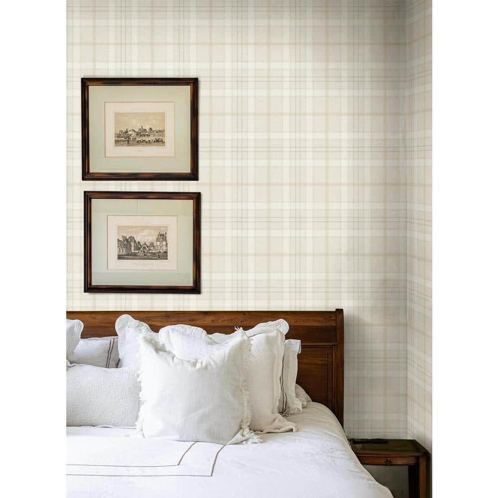 NextWall Neutral Tailor Plaid Peel and Stick Wallpaper - 20.9 in. W x 18 ft. L Roll