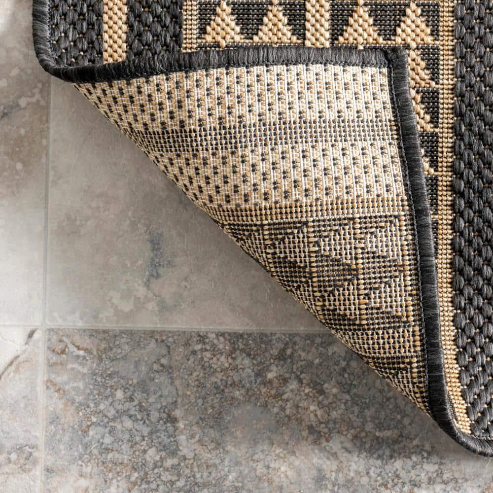 nuLOOM 5' x 8' Outdoor Geometric Area Rug, Stain Resistant, Weather Resistant, High Traffic, Patio, Balcony, Outside, Ranya Dark Grey