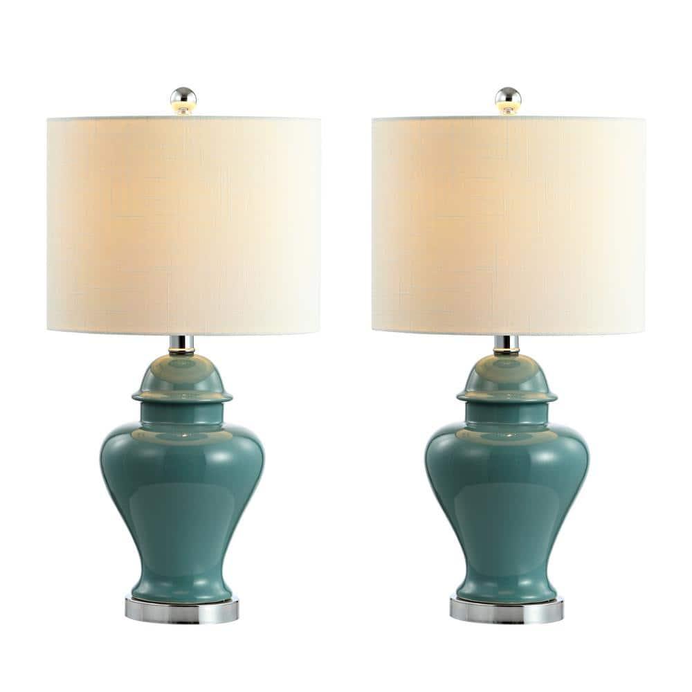 JONATHAN Y Qin 22" Ceramic/Iron Classic Cottage LED Table Lamp, Jade Green