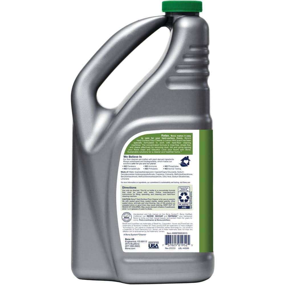 Bona® Hard-Surface Floor Cleaner - Hard-Floor Cleaning Machine Formulation, Lemon Mint, 64 fl oz