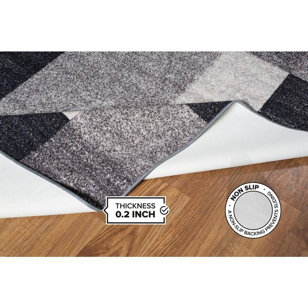 World Rug Gallery Modern Boxes Design Non-slip (Non-skid) Gray 3'3" x 5' Area Rug