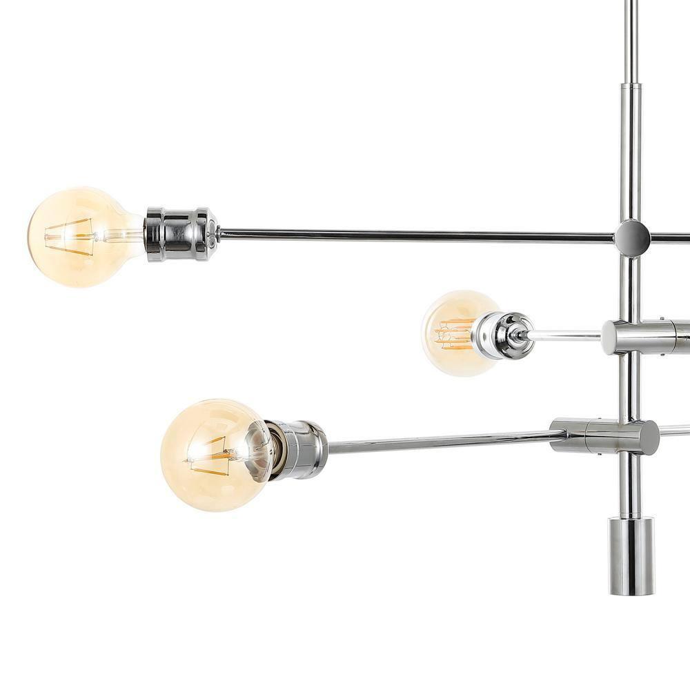 Atlas 36" 6-Light Modern Vintage Iron Arm-Adjustable LED Chandelier, Chrome