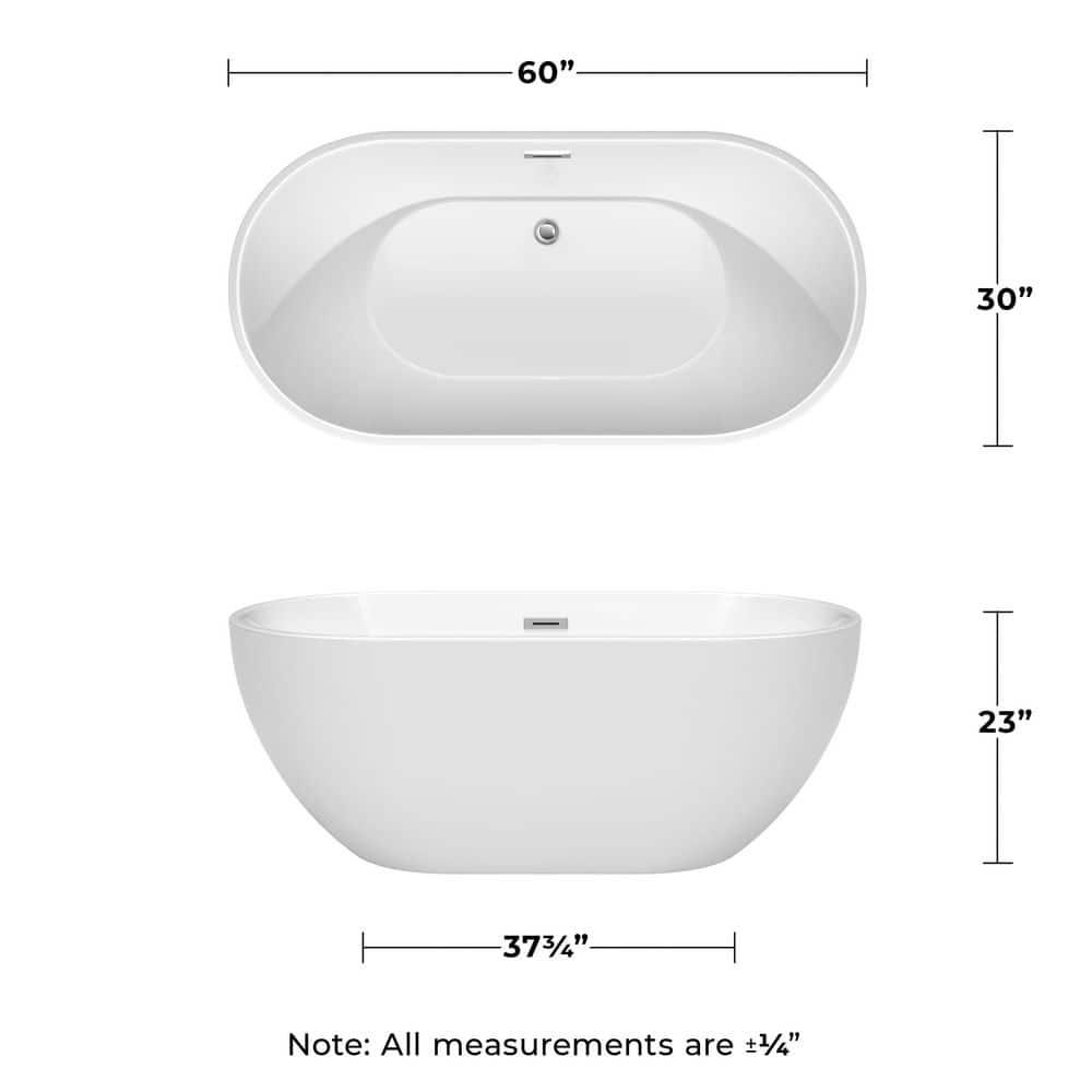 Brooklyn 60'' x 30'' Freestanding Soaking Acrylic Bathtub