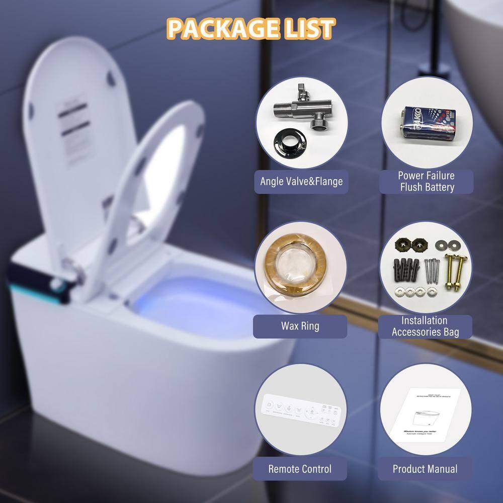 CASAINC CA-MT018U1 Smart Tankless Bidet Toilet,Elongated Heated Seat,Auto Open/Close,Warm Wash/Dryer,Foot Sensor Flush